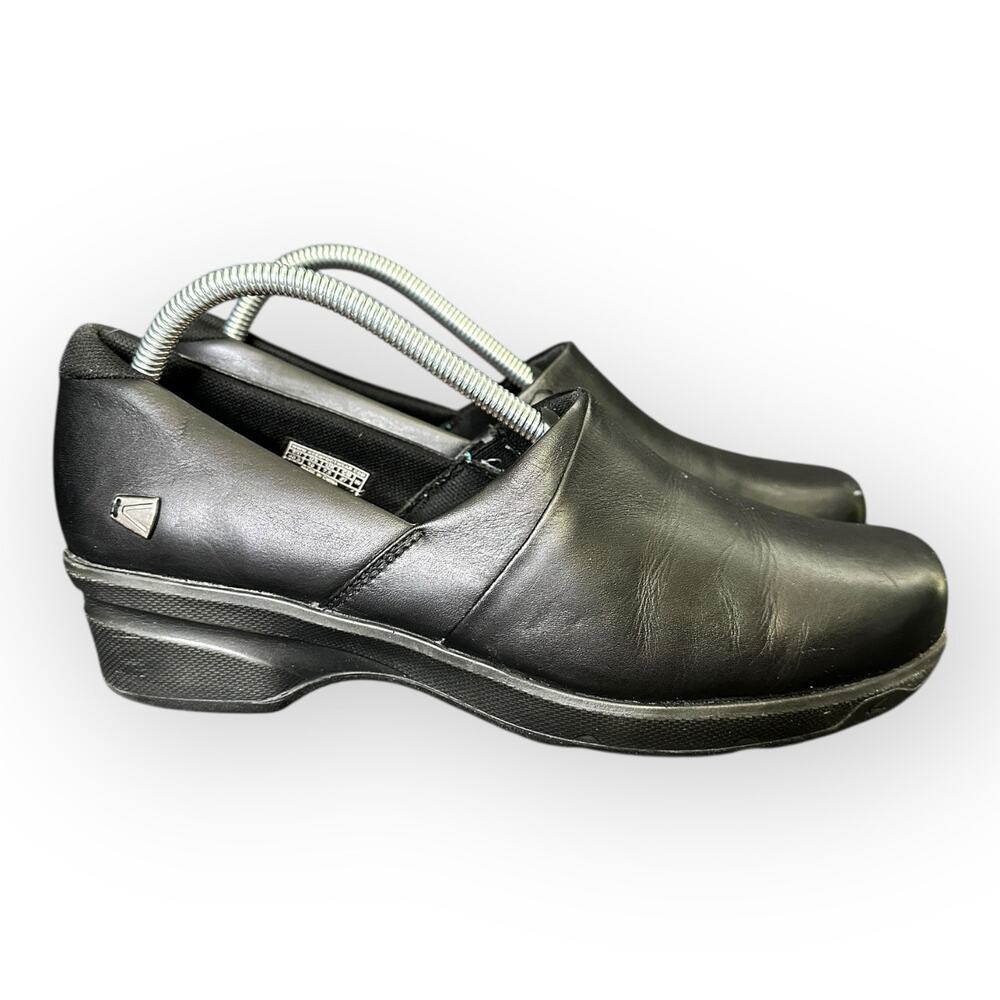 Keen size 10 Mora Clog Leather Comfort Slip On Shoes Black